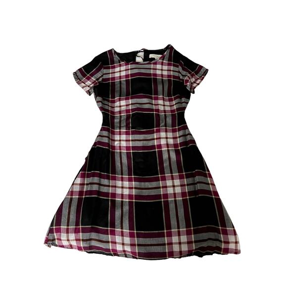 LOFT Women's Petit Mini Dress Short Sleeves Size 00P Plaid - Picture 1 of 10
